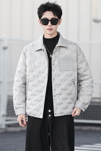 大货90白鸭绒翻领拼皮高级感男装羽绒服C317-26762-P285图片