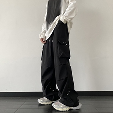 2024新款降落伞阔腿运动裤春秋美式灰色休闲工装裤男K7467-P52，男装休闲裤，星座512-3
