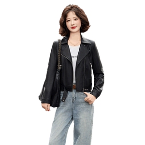 海宁真皮皮衣外套女士小个子2025新款春秋高端时尚短款绵羊皮夹克图片