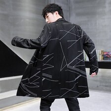 秋季风开衫披风外套长款宽松胖子肥佬加肥加大男士风衣F5801P65，男装风衣，星座1306