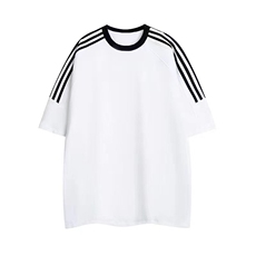 百搭复古织带短袖T恤男女夏款宽松拼接三条杠上衣纯棉GA1314P25，男装T恤，星座1013-5