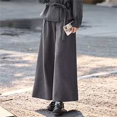 现货新款女士阔腿裤2025年冬季时尚羊毛呢抽绳裤子，女装休闲裤，火爆靓佳人
