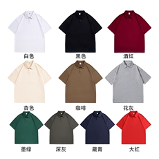 直播供应高品质220克精梳珠地光版纯色宽松短袖T恤翻领POLO衫P19，男装T恤，电商A486