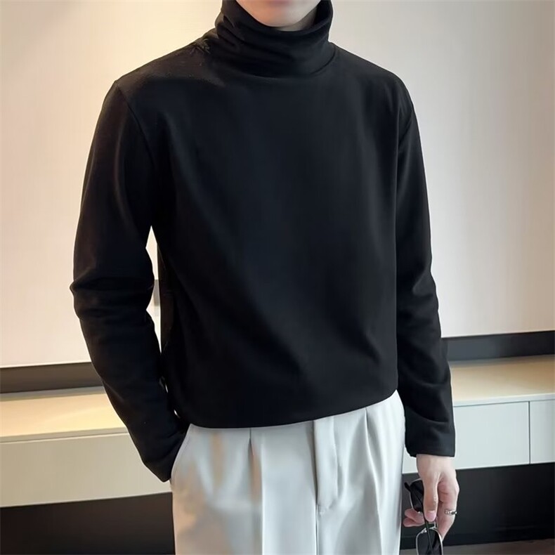 黑色高领打底男秋冬德绒t恤长袖修身上衣高级感保暖内搭RT801-P28,男装T恤,星座302B-2