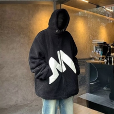 毛毛衣男韩版潮流连帽字母高街帅气2024冬季新款ins外套MF109-P59，男装棉衣，星座412-3