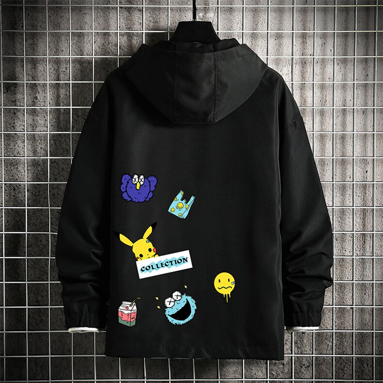 JK65079-P45连帽夹克男大码胖子棒球服上衣外套网格挂拍,男装夹克,电商A040A