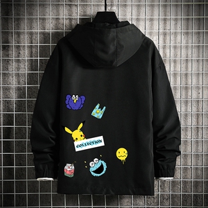 JK65079-P45 连帽夹克男大码胖子棒球服上衣外套 网格挂拍图片