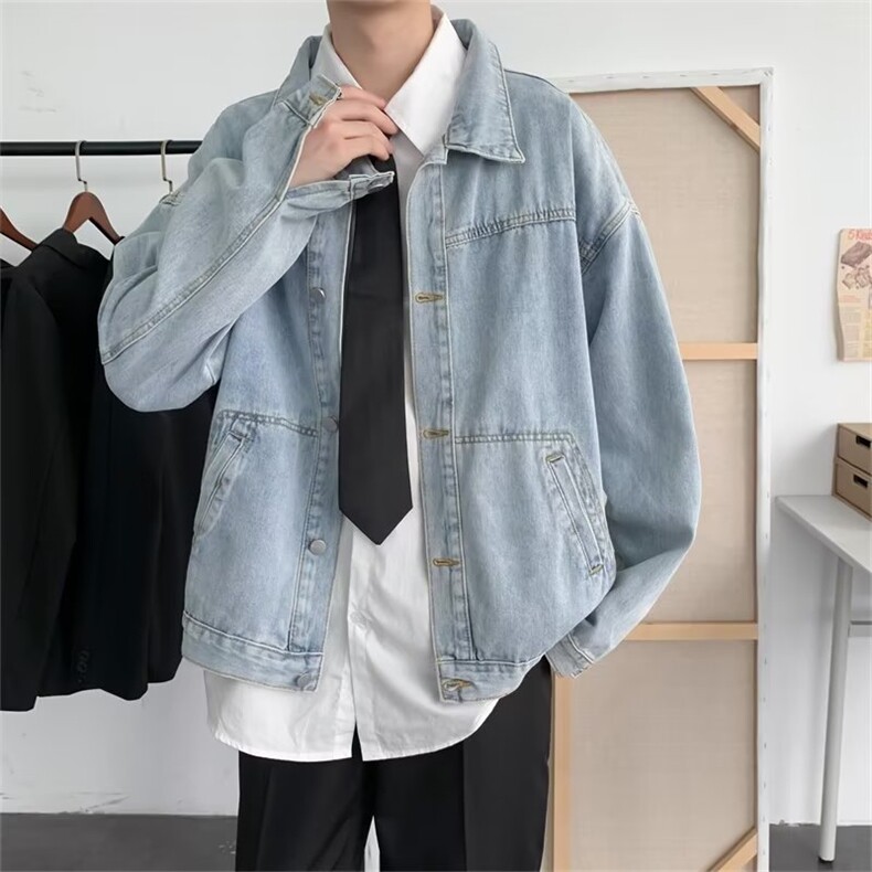 牛仔外套男韩版潮流痞帅衣服炸街工装夹克春秋原宿风外衣 J409图片