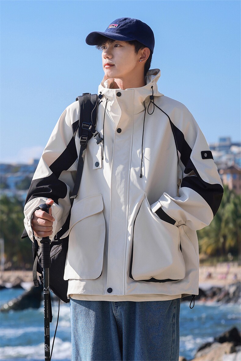 2024拼色夹克C2335-TP95控价128春季户外防水连帽冲锋外套男,男装夹克,电商A102-1