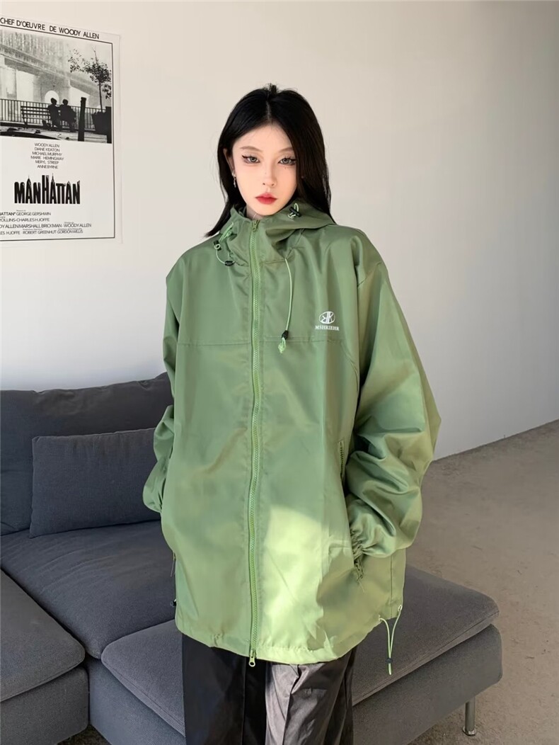 冲锋衣外套春季2023新款美式高街vintage运动连帽夹克QJK07P55,男装夹克,星座1116-2