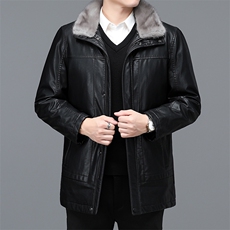 BHSK-55钱塘2020-2中年男士商务休闲冬季厚款皮衣夹克外套P400，男装皮衣，钱塘207-2