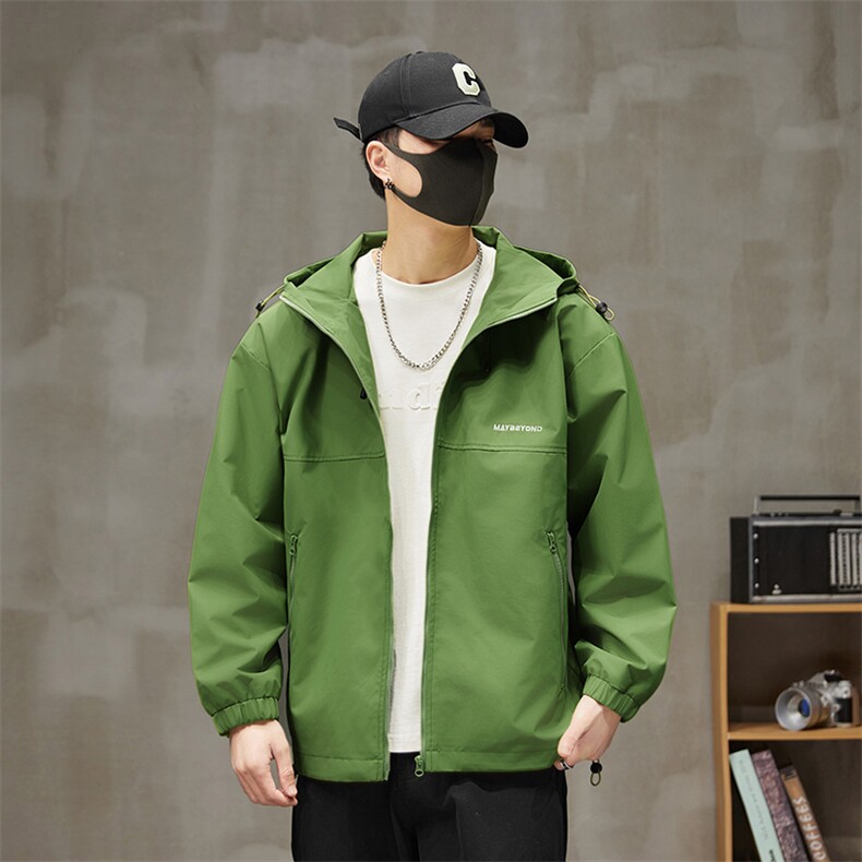 冲锋衣连帽夹克男宽松落肩纯色上衣外套DSA157B-JK727-P58,男装夹克,电商A157B