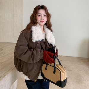 新款 现 货 羊羔毛拼接派克羽绒服507-P265-K398(90绒）图片