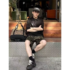 豹纹迷彩工装短裤男士夏季2025新款美式潮牌小众设计感DA09-P45，男装牛仔裤，星座208-5