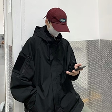 魔术贴冲锋衣男士春秋季防水户外运动连帽外套宽松夹克J284，男装夹克，星座1116A-1（原606A）