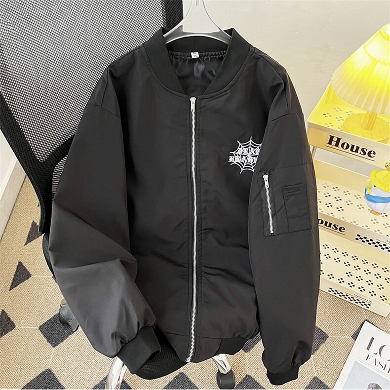 秋男立领夹克工装口袋蜘蛛网字母印花冲锋衣外套JK1062P65,男装夹克,星座1013-1