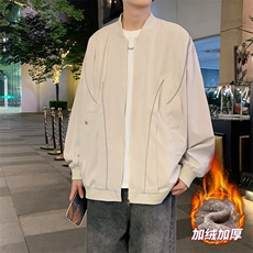 加绒加厚外套男女款放光条棒球服情侣飞行夹克JK0238-P73加绒P83，男装夹克，星座308B-2