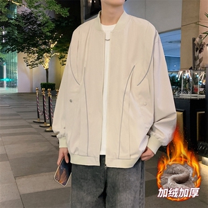 加绒加厚外套男女款放光条棒球服情侣飞行夹克JK0238-P73加绒P83图片
