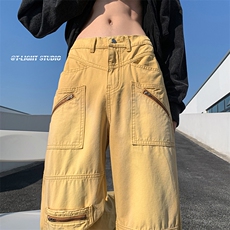 B221美式ins高街小众多口袋休闲拉链工装裤LK23043-P65控88，男装休闲裤，电商B221