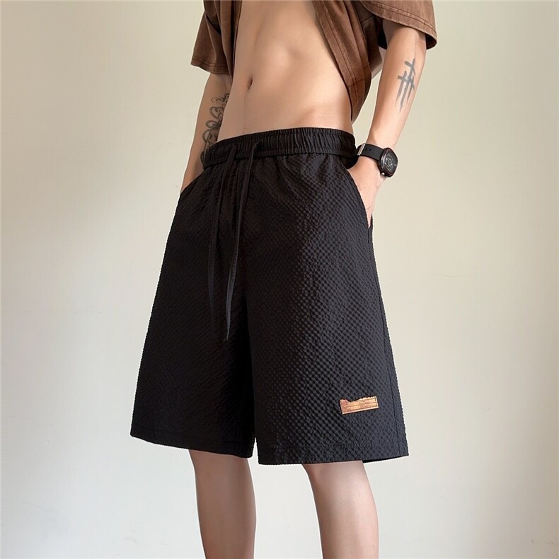 2025夏季速干泡泡格宽松短裤男运动五分休闲裤CK2534*P30控58,男装牛仔裤,星座511-1