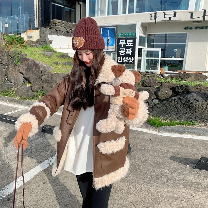 2024年冬季新款皮毛一体羊羔毛外套女0150,女装羊羔毛/颗粒绒,浙宝069