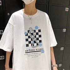 夏季潮牌男士短袖t恤男潮流上衣情侣半袖体恤衫棋盘RT19P28图片