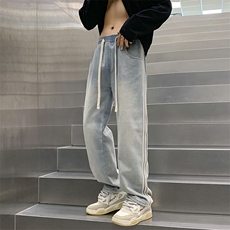 牛仔裤男秋季新款宽松大码直筒裤阔腿裤K2358-P48，男装牛仔裤，星座214-3