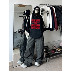 抖音得物供货提供视频秋冬重磅美式宽松织带连帽卫衣0420，男装卫衣，电商A486