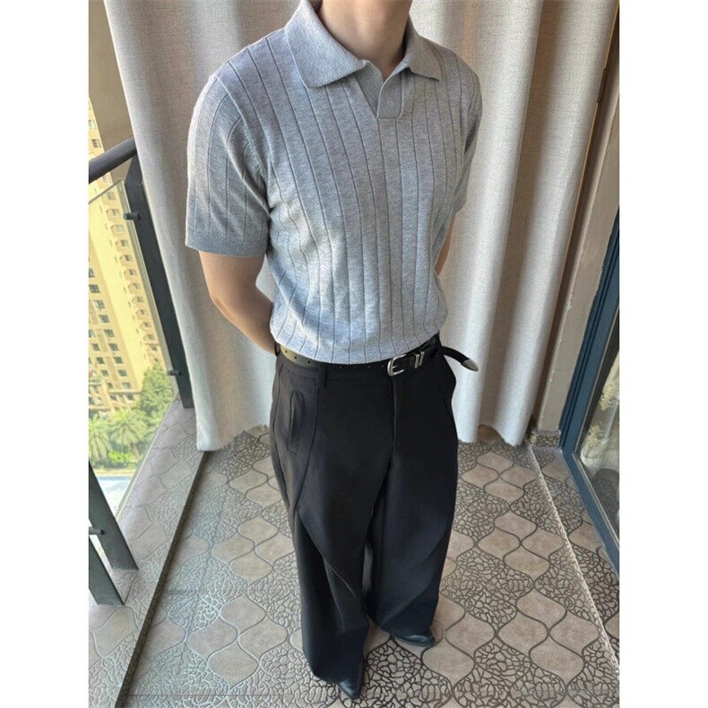 MT66LL-特P49老钱风穿搭针织短袖男高级感翻领t恤美式,男装T恤,星座1007（原301D）