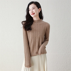 100%纯山羊绒秋冬新款气质优雅女装纯色半高领羊绒打底衫，女装羊绒衫，阿舍尔精品