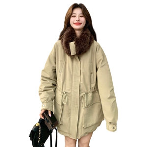 (90绒)工装风中长款派克服女冬季收腰加厚羽绒服外套6601P295K458图片