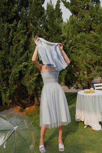 醋酸烧边一片式外套＋钉鉆纱裙，女装，GN