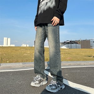 复古牛仔裤男裤子潮牌男生美式高街长裤男款直筒裤N0982-P45图片