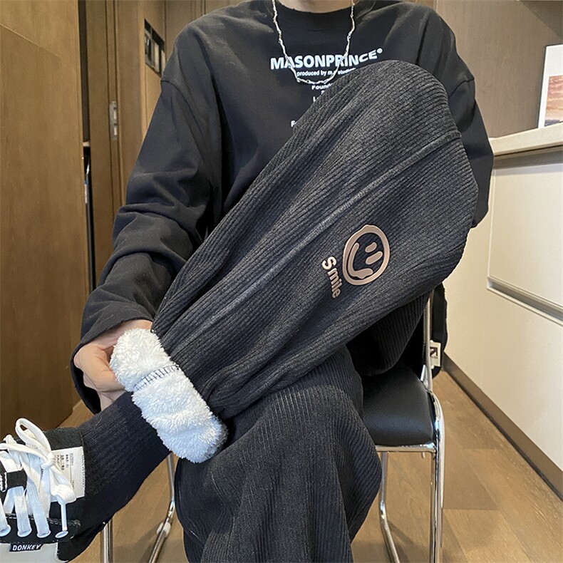 秋冬加绒加厚灯芯绒笑脸贴标休闲裤kk372p60,男装休闲裤,星座712