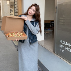 【秋款】韩系复古牛仔马甲套装裙2C212-G165-P175-K258，女装套装/套裙，2C212
