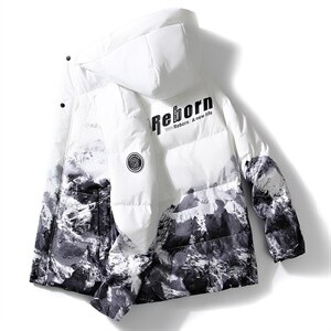 现货雪山款连帽时尚宽松轻薄白鸭绒扎染外套羽绒服R8833P100图片