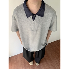 潮流韩版衬衫领短袖POLO衫宽松短袖T恤男翻领衣服PL06-P48，男装Polo衫，星座308B-2