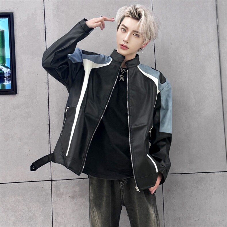 （盗图必投）赛车服皮衣夹克立领PU机车服外套2617-P80,男装夹克,星座910-5