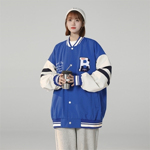 中性风上衣夹克宽松落肩拼色棒球服外套XZ214-8 JK712-P75图片