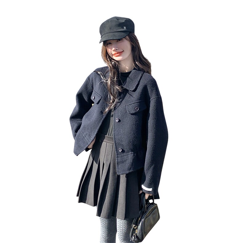 小香风双面呢羊毛外套女冬季2025新款小个子独特超好看高级感大衣,女装毛呢外套,1D066-1