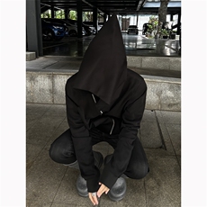 B221美式ins高街暗黑拉链宽松开衫卫衣连帽外套SY2314-P80控108，男装卫衣，电商B221