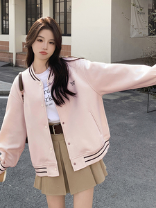 春季潮流棒球服外套女校园风简约休闲小众韩系超好看小个子上衣女图片