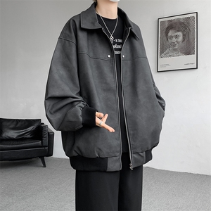 8XL-M脏脏痞帅皮衣外套男秋冬加厚PU皮夹克宽松大码皮袄JK006P95图片