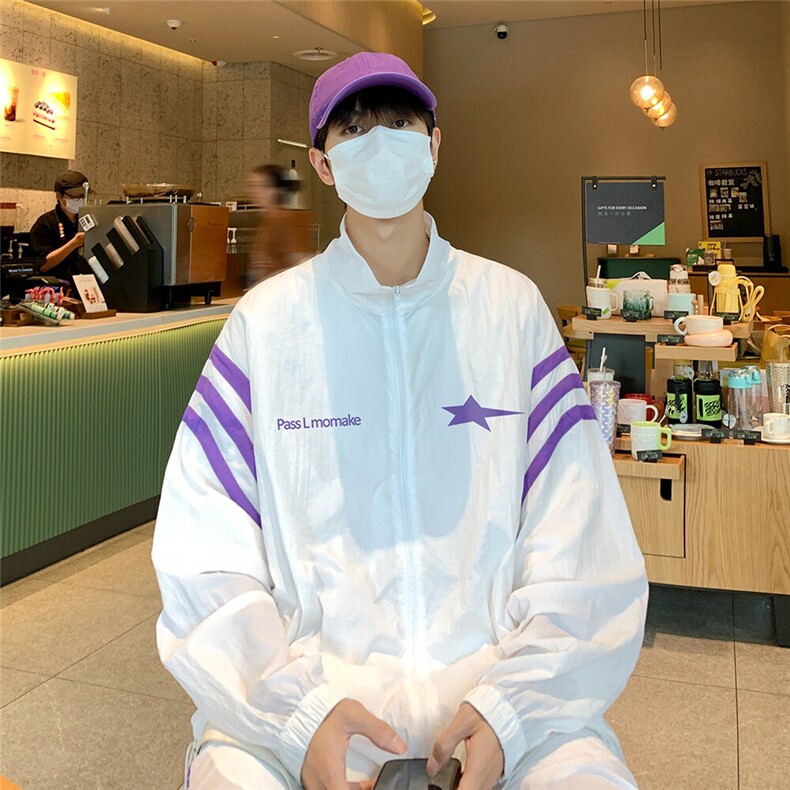 港风夏季宽松休闲防晒套装情侣外套短裤TZ1302P85控118,男装休闲套装,电商A247