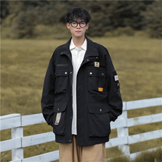 春季新款宽松休闲工装外套美式潮牌多口袋飞行员夹克男W8076-P80，男装夹克，星座512-4