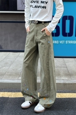 8X-M卡通绣花休闲裤男2025新款情侣宽松阔腿弯刀裤子K9173P78，男装休闲裤，电商D206-1