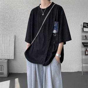 T10121-特批30 控58 百搭小熊吊坠冰丝短袖T恤夏季新款高品质大码图片