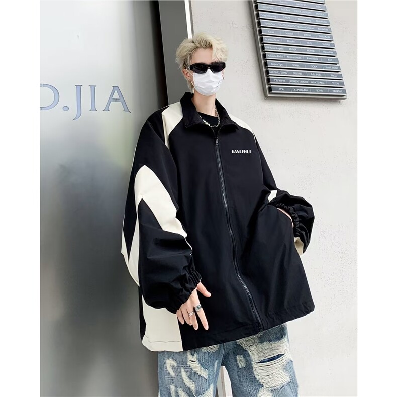 春秋新款潮男拼接夹克男宽松冲锋衣青少年外套X134-P58,男装夹克,星座1109-3