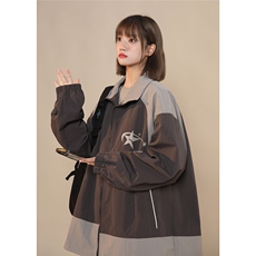 ??中性风23秋季时尚百搭宽松字母印花情侣夹克外套F401P75控98，男装夹克，A247A