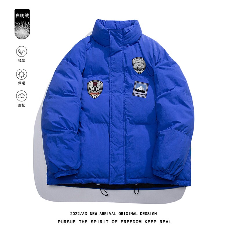 白鸭绒白底22冬季新品潮牌印花加厚立领棉衣YR189P195控258,男装羽绒服,电商A247-1